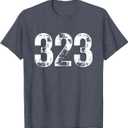 323 Area Code Los Angeles CA California Area Code 323 T-Shirt, Heather Blue