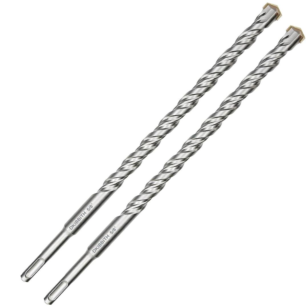 2-Pack SDS Plus Masonry Drill Bits 5/8 Inch x 12 Inch Long Rotary Hammer Drill Bits Carbide Tipped for Concrete Brick Cement Stone Block.