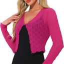 Allegra K Bolero Shrug for Women's Sheer Mesh Tie Front Textured Crop Shrug for Evening Dresses, XS