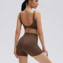 SUUKSESS Womens Workout Set Fitness Yoga Pilates Crop Tank Twist Back Cami High Waisted Tummy Control Bike Short (Brown, L)