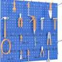 TORACK Metal Pegboard Wall Organizer 24" x 24" or 12" x 48", 70 PCS Tools Storage Pegboard for Garage Tool Organizer Pegboard with Peg Board Hooks for Workbench(Blue)