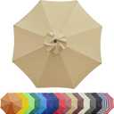 6.5 FT/9 FT/10 FT, 6/8 Rib Umbrella Canopy Replacement, Parasol Canopy Top, Strong and Thicck Outdoor Umbrella for Garden Courtyard Lawn or Sand (3 m/ 10 FT/ 8 Ribs)