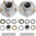 2Sets 2000LB Galvanized Trailer Idler Hub Kits 5 Bolt 4.5 Fit 1-1/16" Trailer Straight Spindle, L44649 Bearings 54.5 Trailer Axle Kit, Boat Trailer Hub Kit