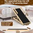 Dog Ramp for Couch, Bed or Car, Wooden 44" Long Pet Stairs for Small & Large Old Dogs & Cats, Hold up to 200lb, 5 Adjustable Height from 14.96" to 22", Portable Doggie Steps, Excellent Traction