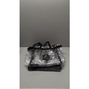 Medium clear bag, black logo, black strap, 5 pcs