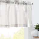 jinchan Striped Linen Valance Curtain 16 Inch Vertical Striped Valance for Living Room Bathroom Light Filtering Window Treatment Rod Pocket Farmhouse Semi Sheer Short Window Curtain 1 Panel Grey