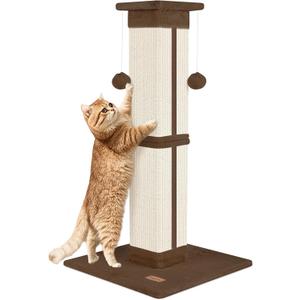 Cat Scratching Post 33 inch for Indoor Cats, High Cat Scratch Post Brown, Cat Tree for Full-Body Stretching, Protect Your Furniture