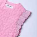 Girls Cotton Dress with Floral Mesh Flutter Sleeves Back Zipper for Kids Pink (Pink)