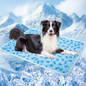Upgraded Dog Cooling Mat Blue Ice Silk Cooling Mat for Dogs Cats Indoor/Outdoor Self Sleeping Kennel Pad,Washable & Portable  (S(17.723.6inch))