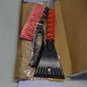 EcoNour 27" Aluminum Car Snow Scraper and Brush (Red) | Scratch-Free Weaved Bristle Head with Metal Body Ice Scraper for Car Windshield | Tough Ice Scraper with Ergonomic Foam Grip for Cars | 1 Pack