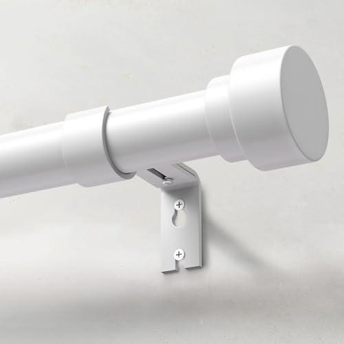 IFELS Heavy Duty Curtain Rods for Windows 48 to 84 Inch, 1 Inch Adjustable White Curtain Rod Set with Easy Installation and Modern Design (A1,White,30-90")