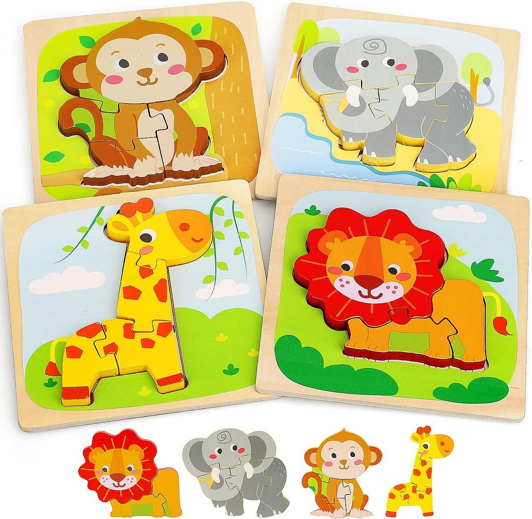 TOY Life Wooden Puzzles for Toddlers 2-4, Montessori Toys for 1 2 3 Year Old Boys Girls, Animals Puzzles Educational Learning Toys 2 Year Old, Birthdays Gifts Toy for 2 Year Old Girl Boy