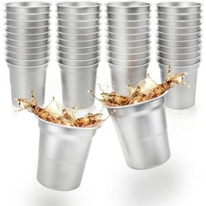 40 Pack 16 oz Aluminum Party Cups,Metal Cups Reusable Aluminum Drinking Cups,Coffee Cups,Disposable Aluminums Beers Cups for Family Gatherings,Outdoor Events and Parties! (16oz Silver)