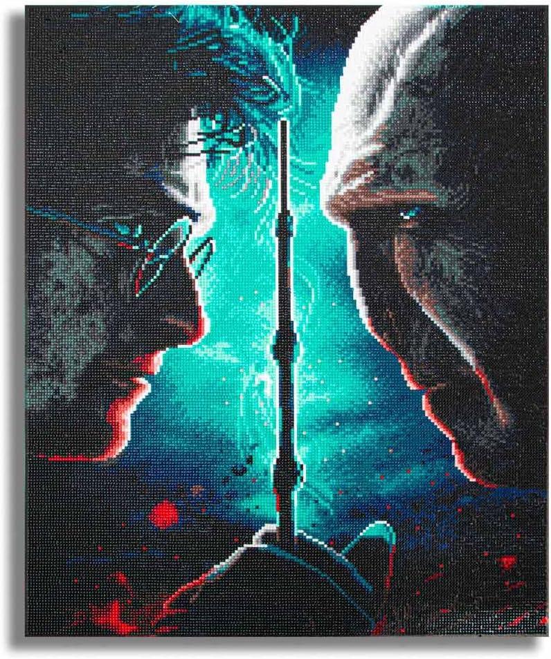 CRAFTHUB Harry Potter Diamond Art  Harry vs. Voldemort  5D Diamond Painting Kit & Tools  with Big Trays & Light Pens  Officially Licensed Merchandise  19.7' x 23.6"