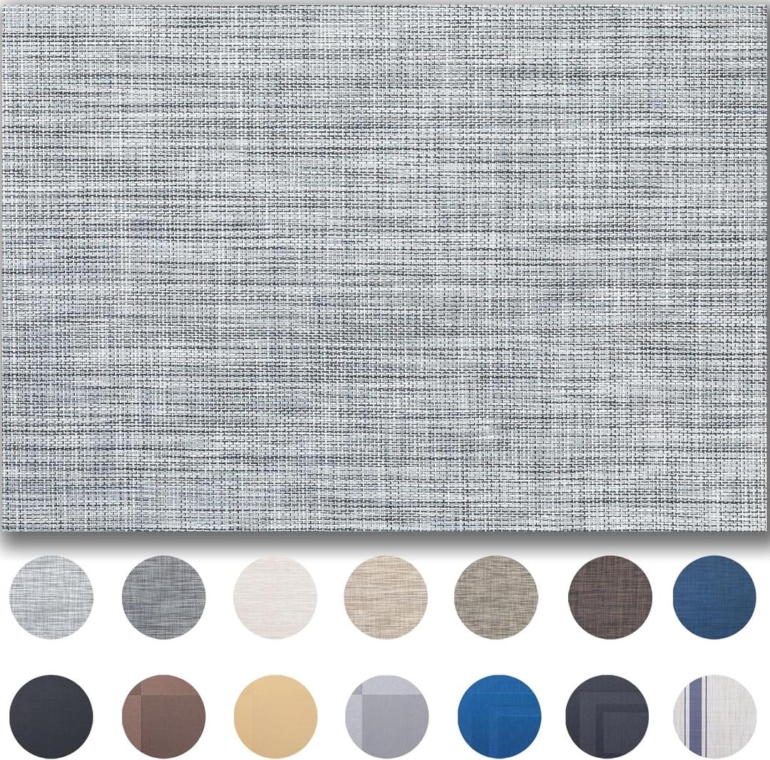 Placemats Set of 4 - Easy Clean Woven Vinyl Placemats for Dining Table, Indoor/Outdoor Place Mats, Washable PVC Table MatsGray