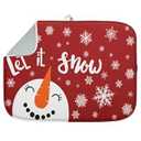 Sanwarm Absorbent Dish Drying Mat, Merry Christmas Microfiber Pad for Kitchen Counter, Let Snow Snowman for Coffee Bar Decor, Heat Resistant and Reversible, 18" x 24"