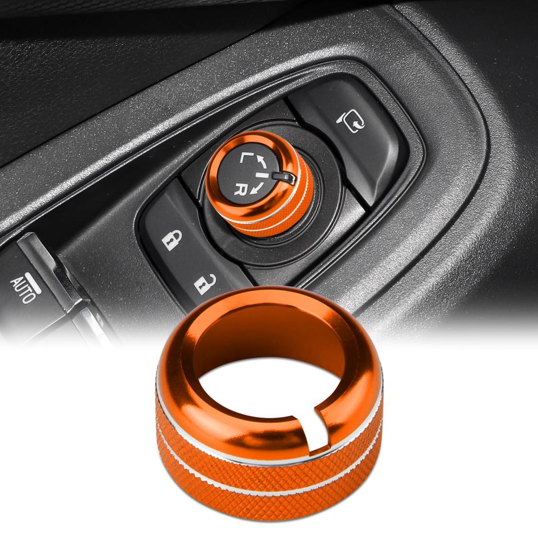 Auovo Rearview Mirrors Knob Ring Compatible with Subaru Forester Accessories 2019-2026 / Crosstrek 2018-2026 / Impreza 2017-2026 Mirror Control Switch Knob Cover Interior Trim 1-Piece (Orange)