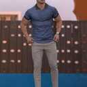 Mens Muscle Polo Shirts V Neck Slim Fit Short Sleeve Golf T-Shirts Contrast Collar Ribbed Knit Cotton Tee Shirt (XXL)