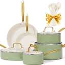 Pots and Pans Set Non Stick - VONIKI Ceramic Cookware Set with Cooking Utensils Set, Non Toxic Kitchen Cookware Sets Dutch Oven Pot with Lid Saucepan Set Saut Pan Frying Pan Set for Cooking Gifts