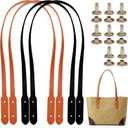 4 PCS Purse Handles Leather Purse Straps Bag Handles with Rivets Replacement for Handbags Crochet Bag Tote Bags Making Repairing