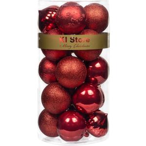 KI Store Red Christmas Balls 20pcs 3.15-Inch Christmas Tree Decoration Ornaments for Xmas Tree Holiday Wreath Garland Decor Ornaments Hooks Included