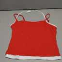 QINSEN Women's Spaghetti Strap Tank Top Slim Fitting Layered Halter Neck Sleeveless Crop Cami Shirt, Red, L
