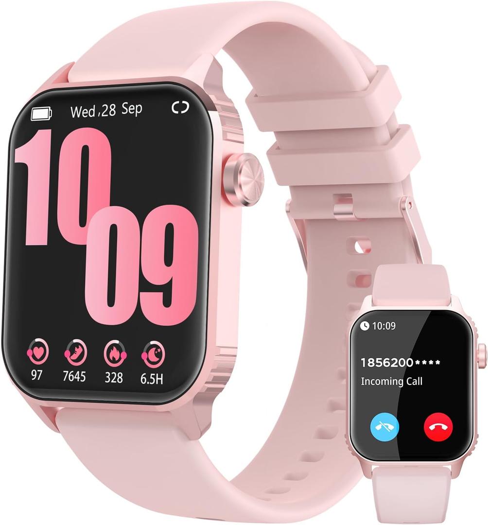 DIVOAZBVO Smart Watches for Women Men, 120 Sports Modes Smartwatch with 1.83 inches HD Display, Heart Rate/ Sleep Monitor, IP67 Waterproof, Bluetooth Call & Music Control for iPhone/ Android Pink