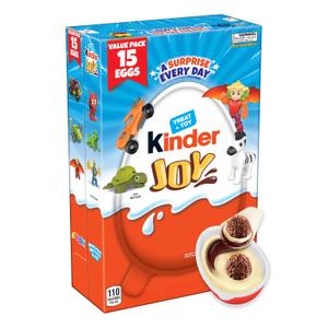 Kinder Joy Eggs, Treat Plus Toy, Chocolatey Wafer Bites, Individually Wrapped, 15 Count, 10.5 oz (EXP 07/01/26)