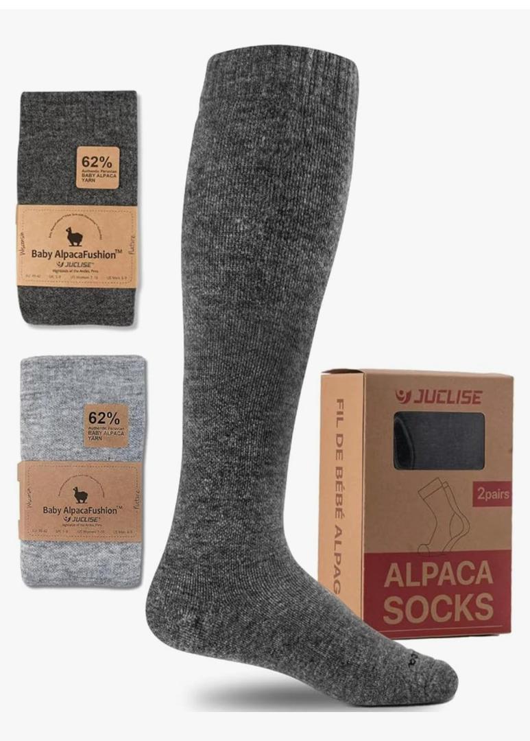 Alpaca Wool Heavyweight 15-25 mmHg Knee High Compression ​Support Socks Thick Winter Thermal Warm Soft Travel Flying