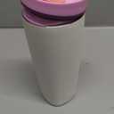 Owala SmoothSip Slider Insulated Stainless Steel Coffee Tumbler, Reusable Iced Coffee Cup, Hot Coffee Travel Mug, BPA Free 20 oz, Pink/Tan (Daybreak)