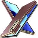 LeYi for Z Fold 7 Case: [     ], Samsung Galaxy Z Fold 7 Case with High Classy Luxury Leather, Full Body Protective Drop-Proof, Slim Leather Cover, Red