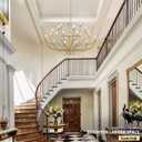 24 Light Gold Chandelier 51'' Large Candle Chandeliers for High Ceiling Foyer Brushed Brass Gold Chandelier Light Fixture for Large Living Room Dining Room Stairs Entry Restaurant Hotel