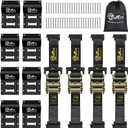 Onesnt 4Pcs E-Track Ratchet Straps with Wheel Chock Kit|2 x10 ft E Track Ratchet Tie Down Straps for 4800 lbs Break Strength Heavy Duty etrack Cargo Strap System Tie Down|E Track Spring Fitting