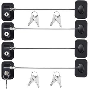 Hotop 4 Pack Fridge Cabinet Locks for Kids with Keys Self Adhesive Child & Baby Toddlers Proofing Mini Safety Locks for Refrigerator Deep Freezer 
Drawers Doors Latch(Black)