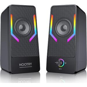 Computer Speakers, Gaming Desktop Speakers with 7Color Backlit, 10W USB Powered Volume Control Speakers, 2.0CH Stereo Laptop Speaker, Bluetooth&USB Audio for PC, Monitor, Mac, Tablet, Phone