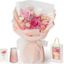 Childom Mothers Day Rose Gifts for Mom,Birthday Gifts for Women,Preserved Flowers for Delivery,Mothers Day Flowers Gift for Wife,Grandma,Pink Real Roses Bouquets for Her,Anniversary,Valentines Gifts