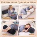 1 MIDDLE ONE Body Pillow for Adults, Long Bolster Pillow for Bed, Decorative Round Roll Hug Pillow with Corduroy Cover (Off-White, 47x7.87 inch)