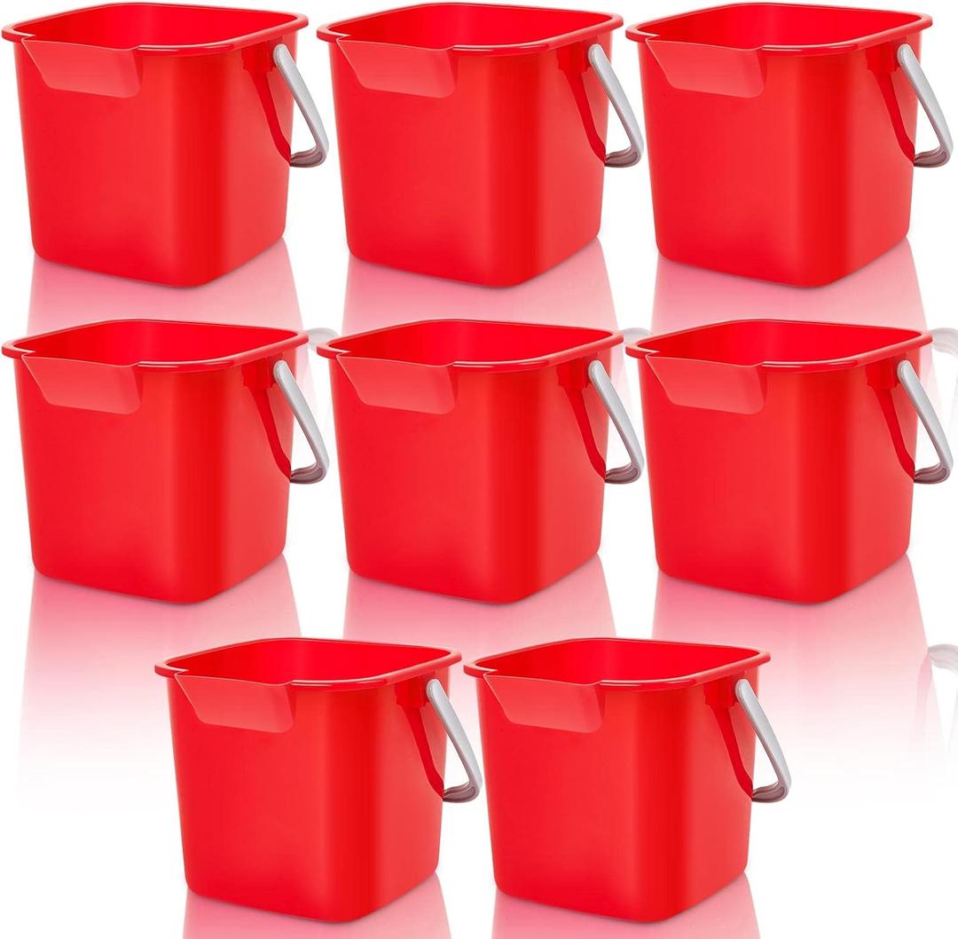 Irenare 8 Pcs Sanitizing Bucket 3 Quart Cleaning Pail Small Detergent Square, Spout and Handle Plastic Utility Sanitizer Buckets for Restaurant Kitchen Home Offices (Red) Irenare 8 Pcs Sanitizing Bucket 3 Quart Cleaning Pail Small Detergent Square, Spout and Handle Plastic Utility Sanitizer Buckets for Restaurant Kitchen Home Offices (Red)