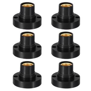 2 x PATIKIL E14 Bulb Socket, 6pcs Round Screw Base Lamp Holder Light Replacement Bases for Halogen CFL Light Bulb, Black