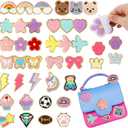 Jspupifip 40 Pcs Chenille Embroidered Patches, Self Adhesive Glitter Patches Flowers Stars Hearts Rainbows Butterflies Cat Paws Diamonds Lightning Fabric Stickers for Clothes Repair Decor Accessories