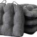 Chair Cushions for Dining Chairs Set of 4, Kitchen Chair Cushions, Chair Pads with Ties and Non Slip Backing, Tufted Memory Foam Seat Cushion 4 Pack, 15.5" x 15.5" x 4", Dark Grey (4 Pack (15.5x15.5))
