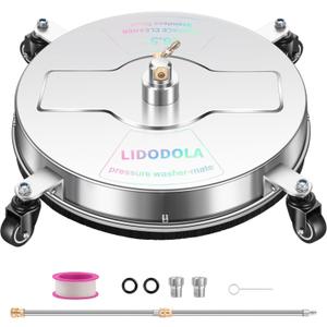 16.5" Pressure Washer Surface Cleaner with 4 Wheels - Stainless Steel Surface Cleaner for Pressure Washer Attachment for Concrete, Driveway, Patio, Sidewalk, Deck and Daily Washing - PWS16.5