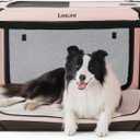 Lesure Collapsible Dog Crate - Portable Travel Kennel for Large Dog, 4-Door Pet Crate with Durable Mesh Windows, Indoor & Outdoor, Pink (36.0"L x 25.0"W x 25.0"H, Pink)