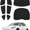 Canvcle Windshield Sun Shade for Tesla Model Y 2020-2024 Accessories Side Rear Window Shade Cover Set Window Sun Visor Blocker Privacy Cover for Camping Keep Vehicle Cool Black 8PCS (Not for Juniper)(missing pieces)