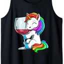 Funny Wine Unicorn Drinking Tank Top M