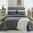 Bedspreads Queen Size,Ultrasonic Quilted Bed Cover ,Ultra Soft Microfiber Bedspread,Lightweight & Breathable, All Season Use, Light Gray