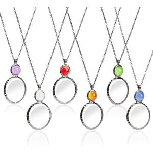 Magnifying Glass Necklace for Women 10X Magnifying Glass Pendant,Magnifier Necklace Muti-Colored Beads,Monocle for Reading,Crafts Needlework,Inspection,Exploring (Blue)