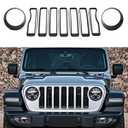 JeCar Front Grill Inserts & Headlight Cover Kit for 2018-2019 Jeep Wrangler JL & Unlimited