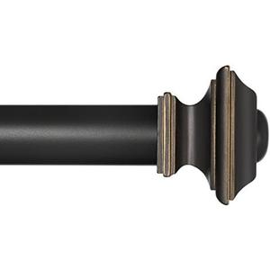 Ivilon Window Treatment Curtain Rod - Square Finials, 1 1/8 in Rod, 28 to 48 Inch, Antique Black