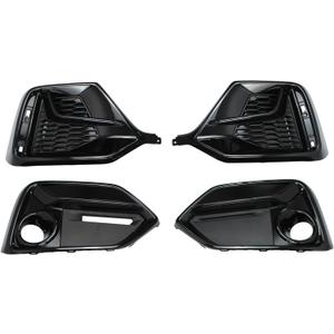 MOTOKU Glossy Black Front Rear Bumper Grill Fog Light Cover Bezel Frame Trim for Honda Civic FK4 FK7 Hatchback 2017-2021 Left Driver and Right Passenger Side without Radar Hole